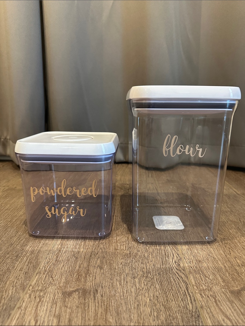 Oxo Clear Pantry Canisters with White Lids - Powdered Sugar & Flour